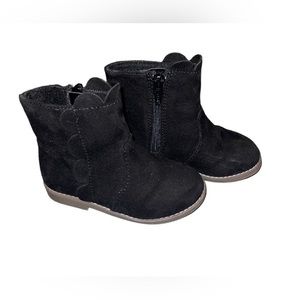 Baby Gap Toddler Girl Black Suede Scallop Boots